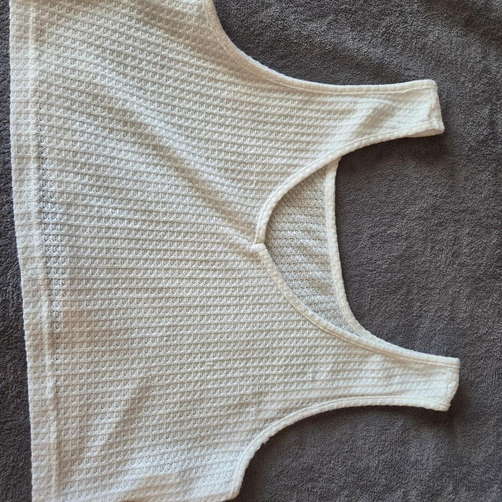 Cream waffle knit Crop Top